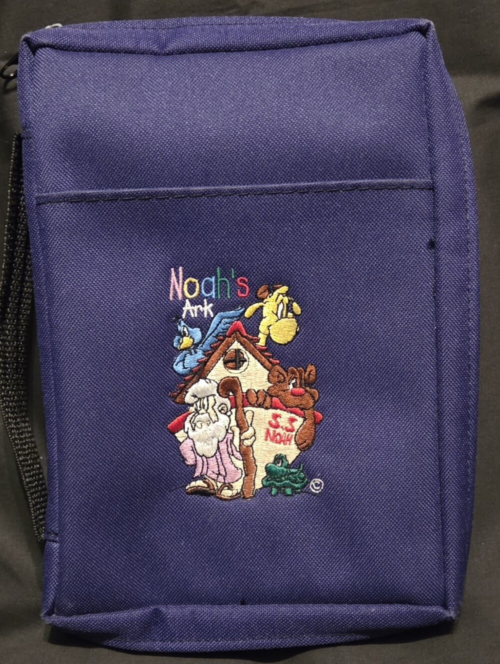 Vintage, Embroidered Cross Noah's Ark Bible Cover to fit protect small Bible